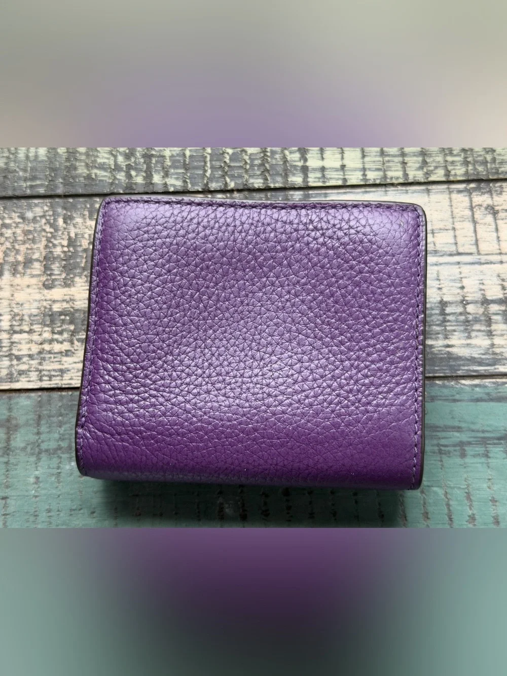 Halloween Special!! Coach Purple Pebbled Leather Corner Zip Wallet